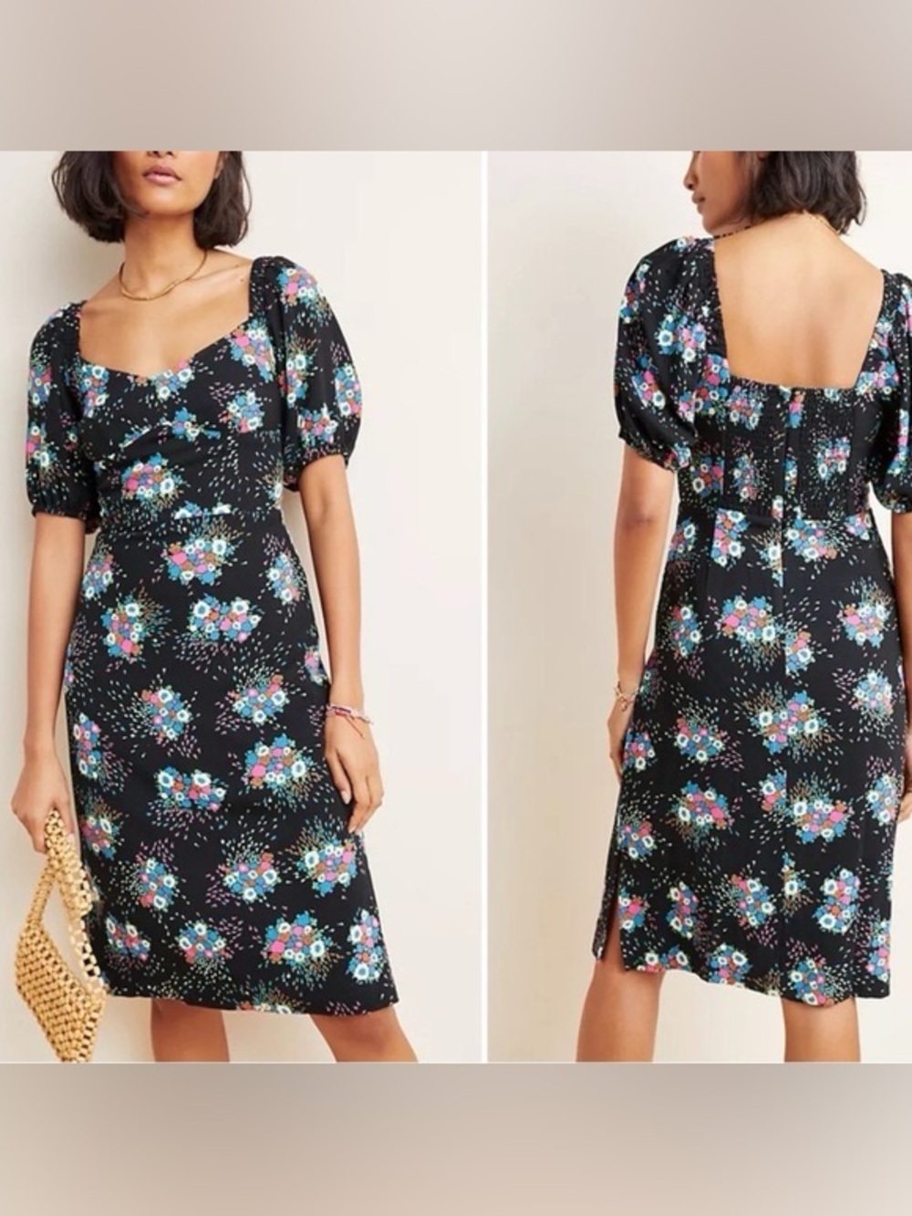 Anthropologie Scarletta Sweetheart floral midi dress